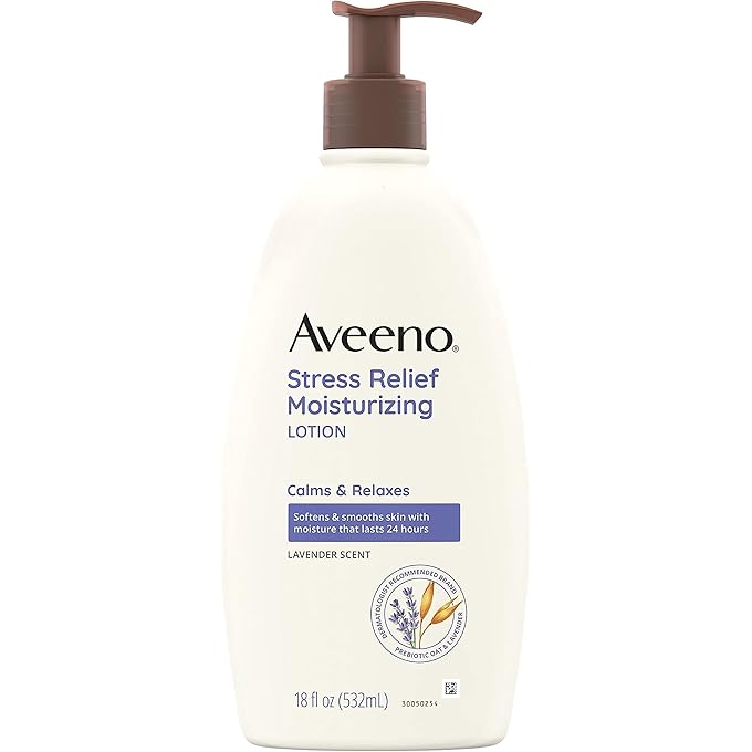 Aveeno Stress Relief Moisturizing Body Lotion with Lavender Scent, Natural Oatmeal to Calm & Relax, Non-Greasy Daily Stress Relief Lotion, 18 fl. oz (Pack of 3)
